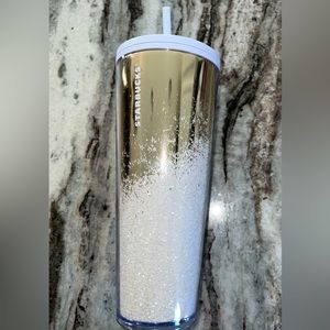 Starbucks 2019 Holiday Season Mirror Glitter Gold Cold Cup (24 OZ)
